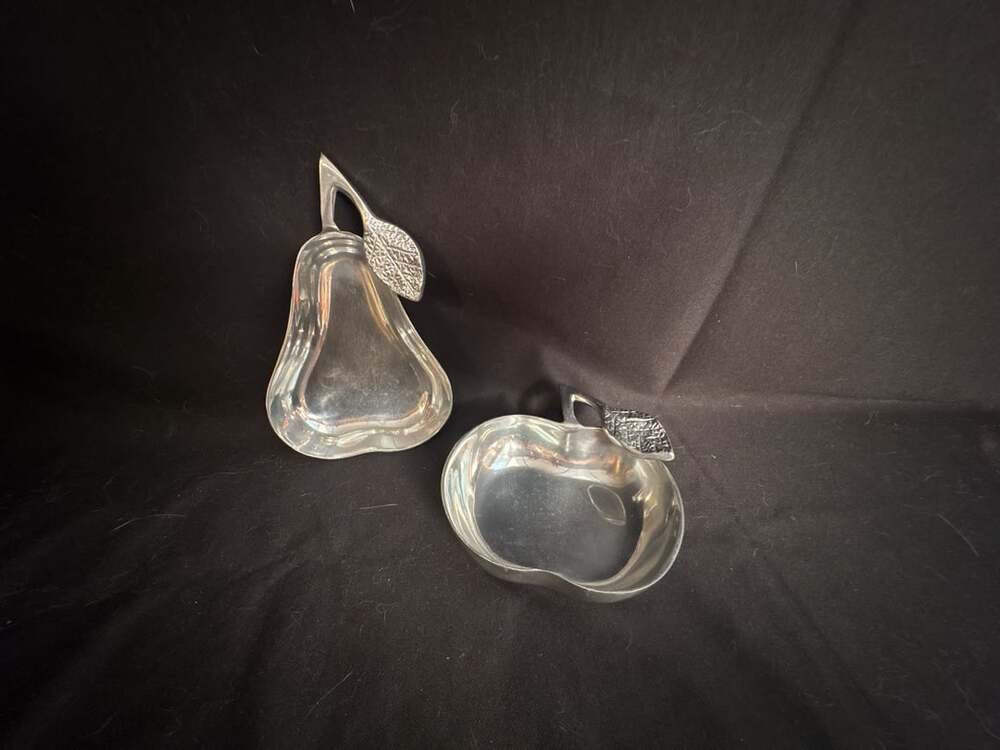 Pier 1 Imports Apple and Pear Shaped Metal Serving Dishes Set